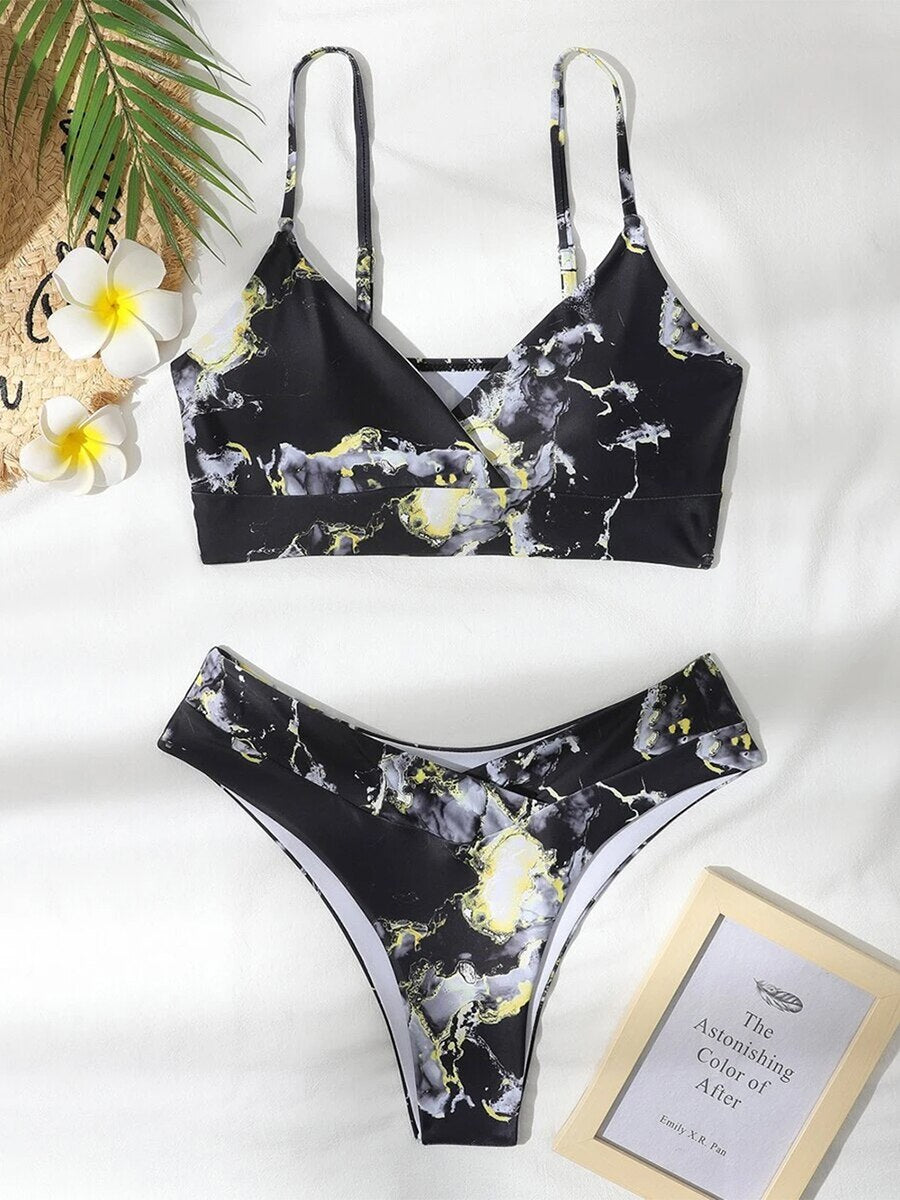 Janna Bikini | Elegante bikini met marmerprint