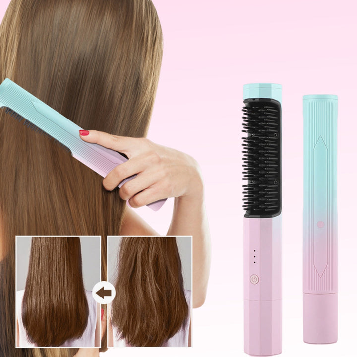 Frizzy Haarstyler Borstel | Draadloze Stijltang voor Glanzend en Glad Haar Zonder Beschadiging