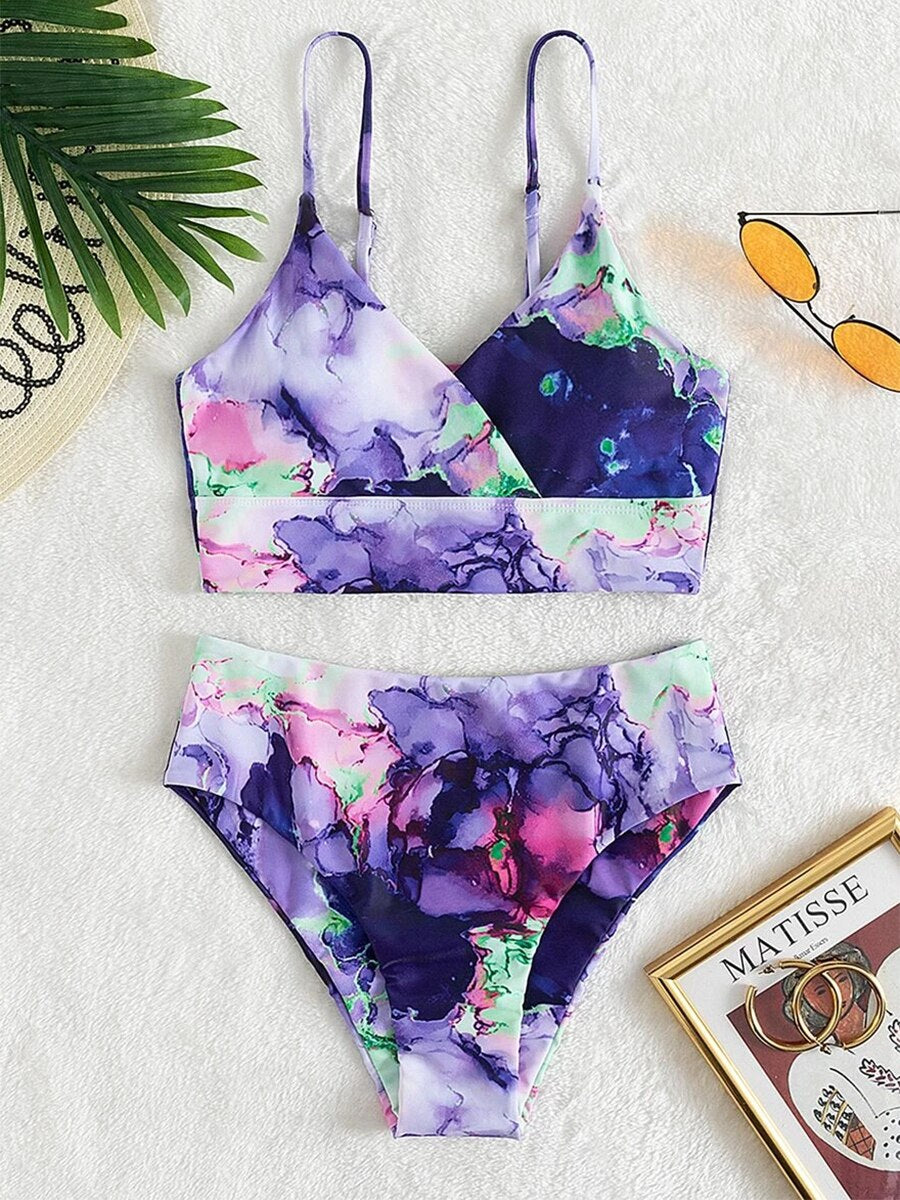 Janna Bikini | Elegante bikini met marmerprint