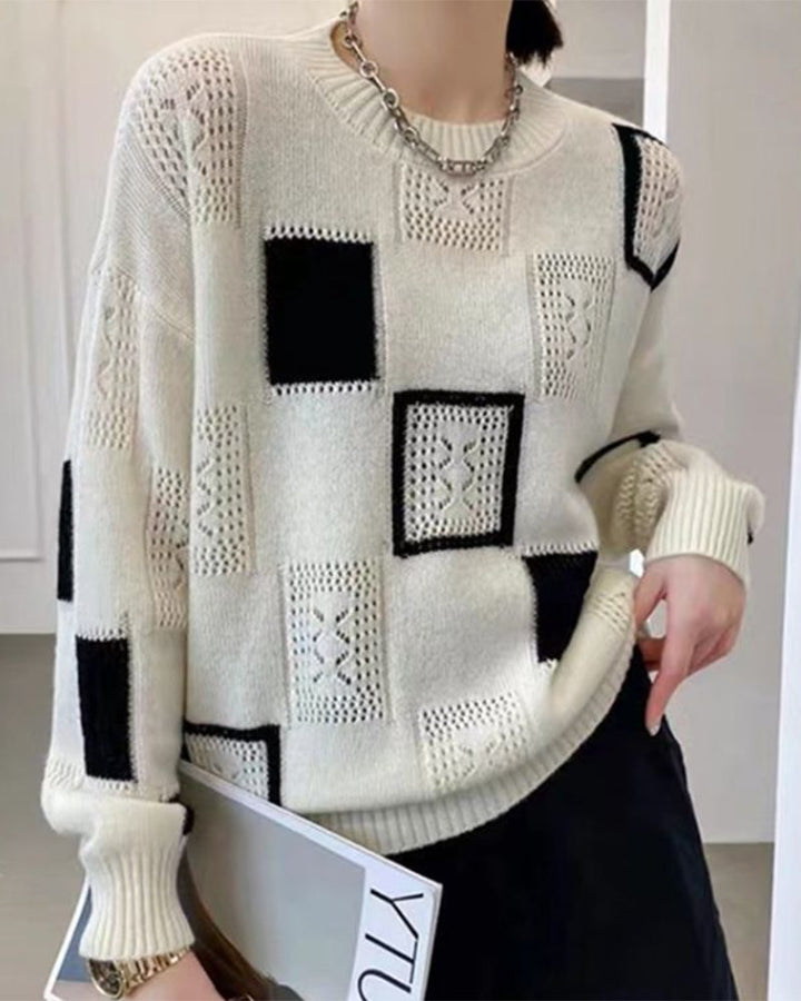 Annele Dekker Sweater | Moderne Vierkante trui in kleurblokdesign