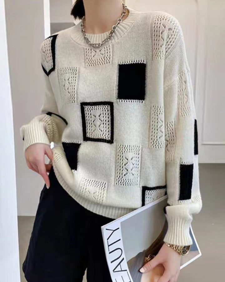 Annele Dekker Sweater | Moderne Vierkante trui in kleurblokdesign