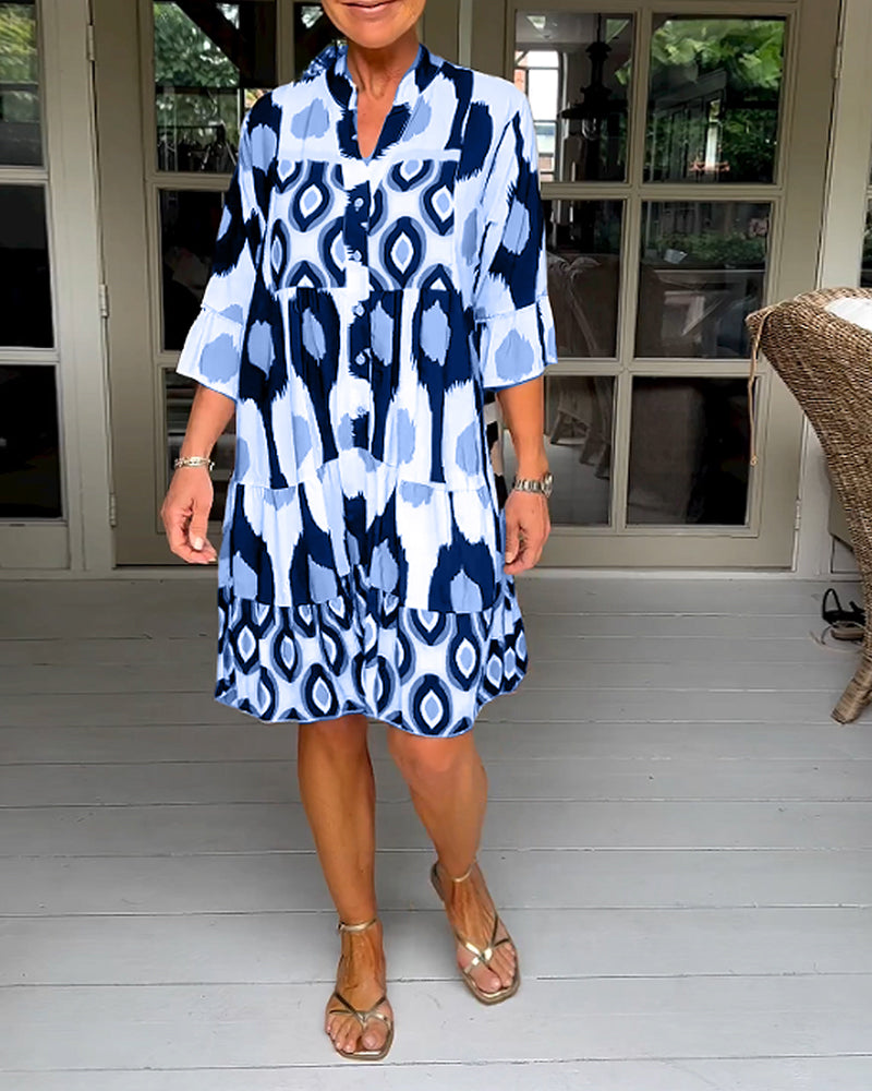 Samantha A-lijn jurk | Stijlvolle bedrukte midi-zomerjurk voor vrouwen met zakken