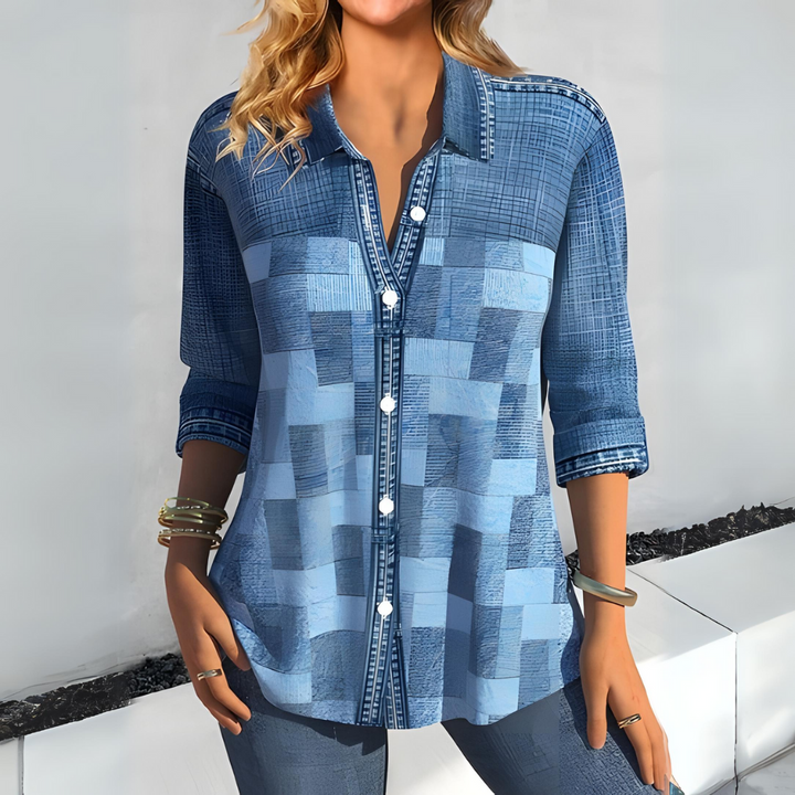 Marta Blouse | Casual overhemd met blokken motief voor dames