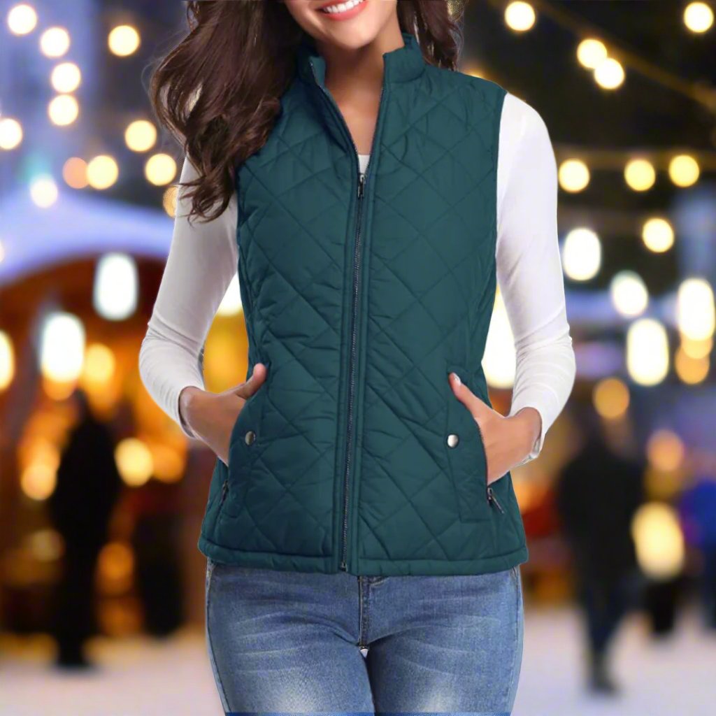 Loewa Bodywarmer | Trendy Warm Gewatteerde dames Bodywarmer met ritssluiting voor de Winter