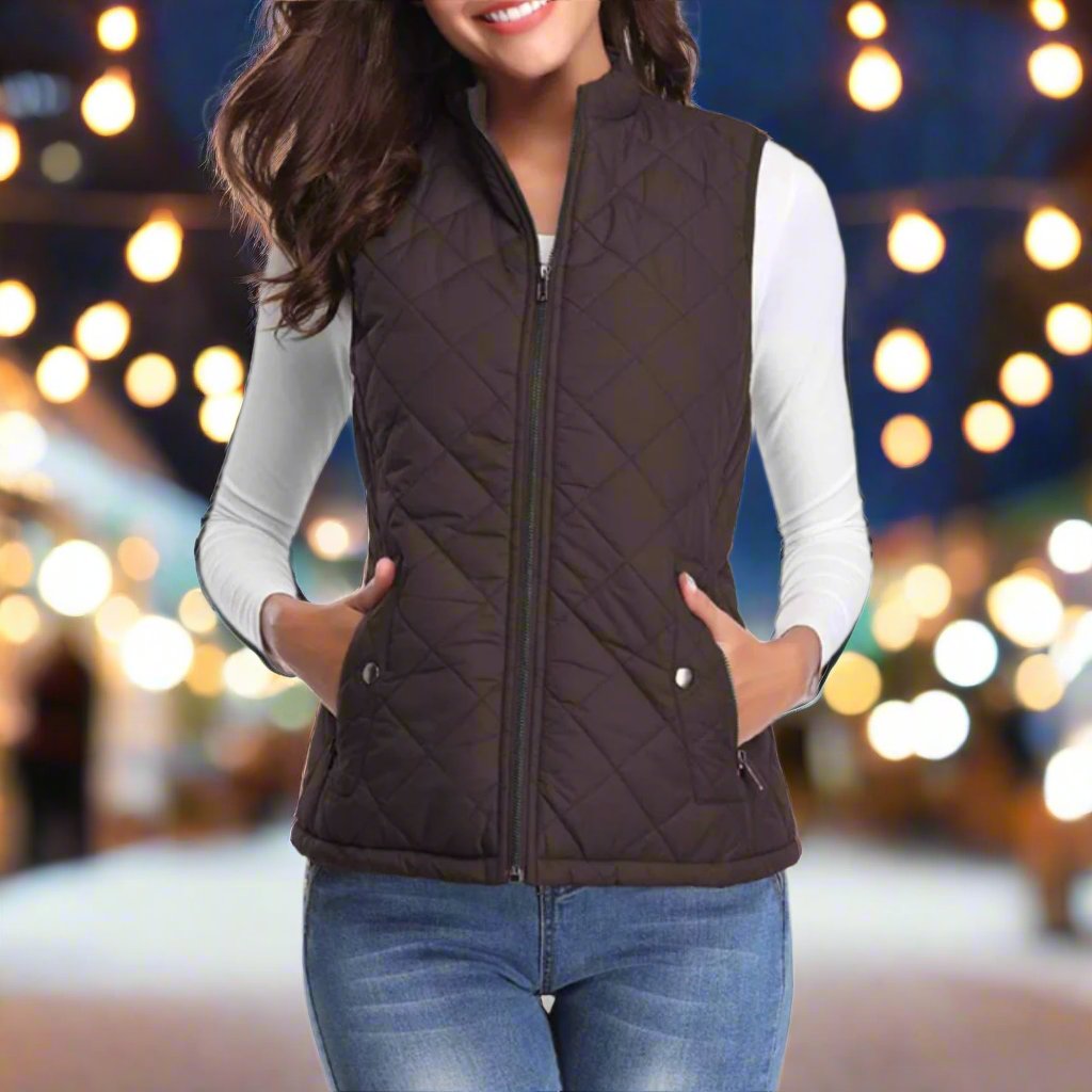 Loewa Bodywarmer | Trendy Warm Gewatteerde dames Bodywarmer met ritssluiting voor de Winter