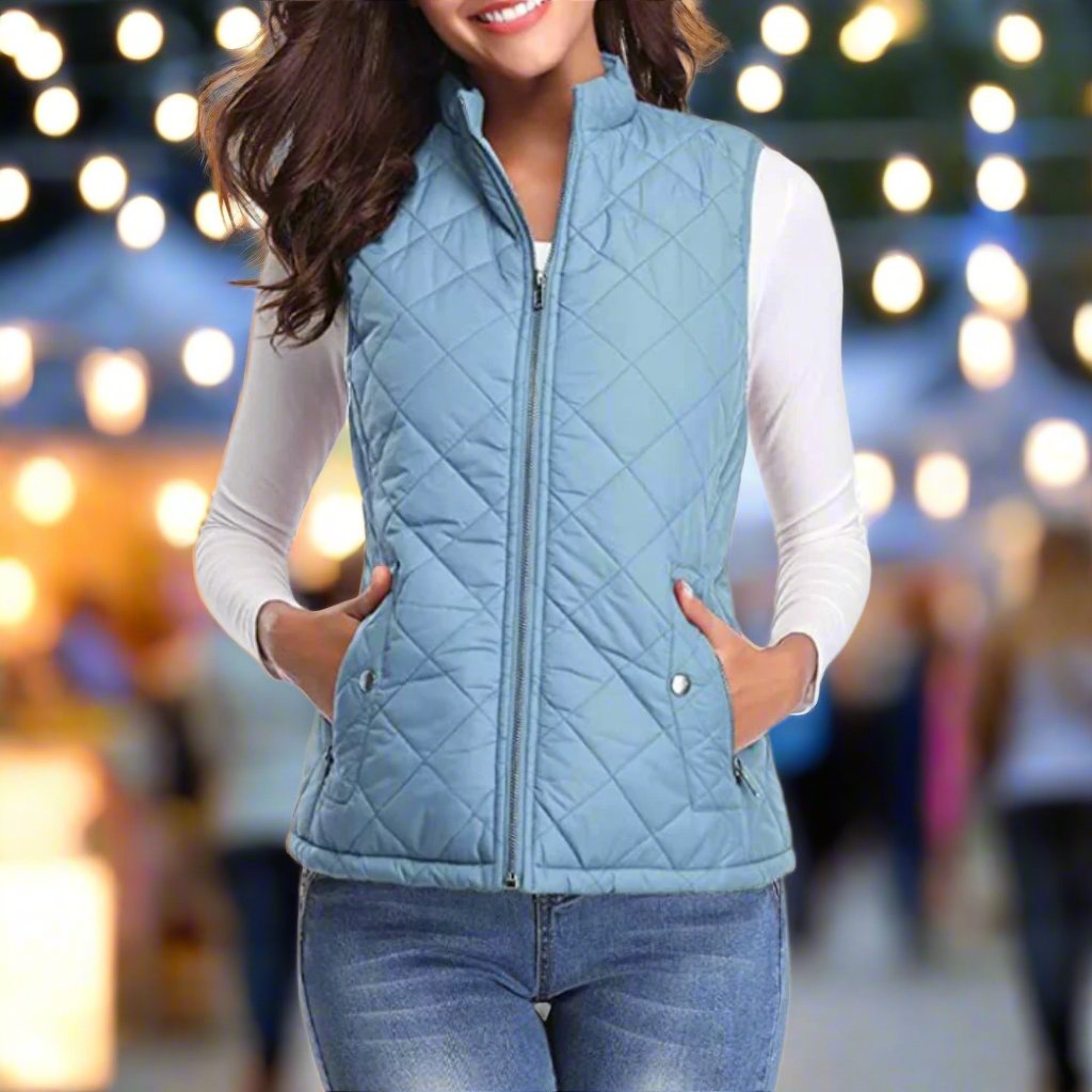 Loewa Bodywarmer | Trendy Warm Gewatteerde dames Bodywarmer met ritssluiting voor de Winter