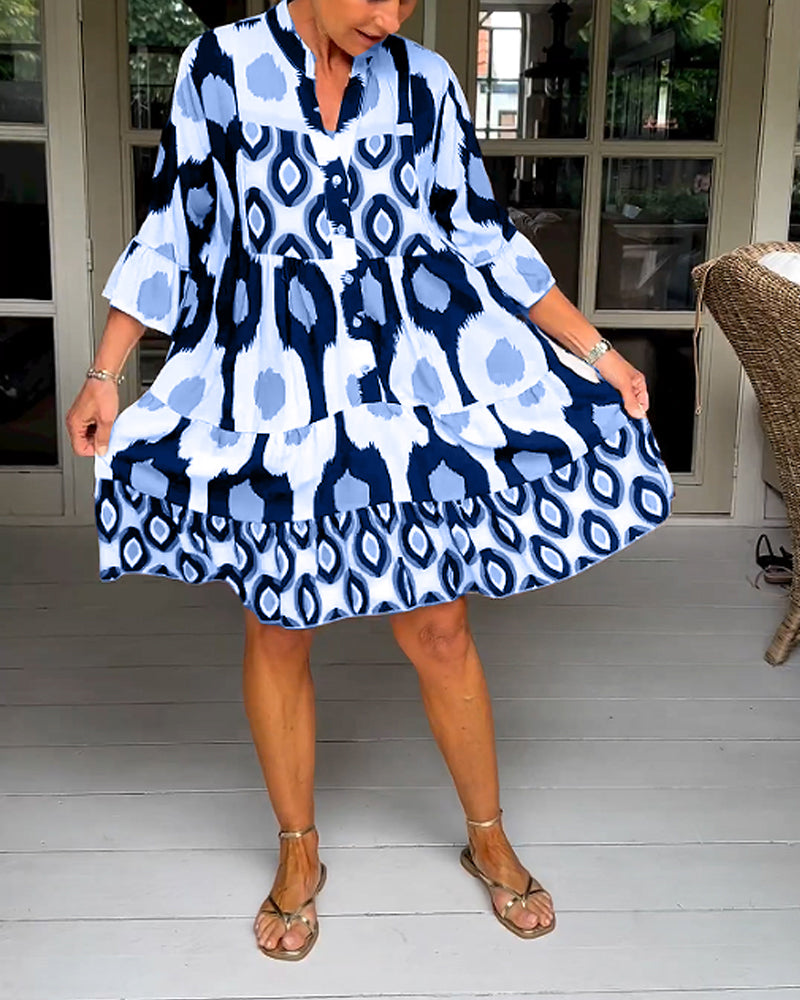 Samantha A-lijn jurk | Stijlvolle bedrukte midi-zomerjurk voor vrouwen met zakken