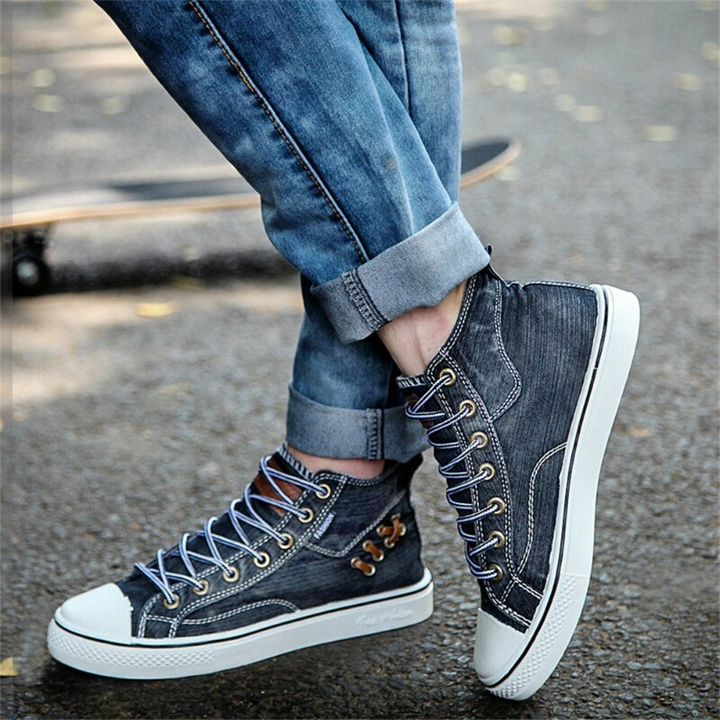 Sneakers | Hoge denim sneakers met veters voor een casual look voor dames