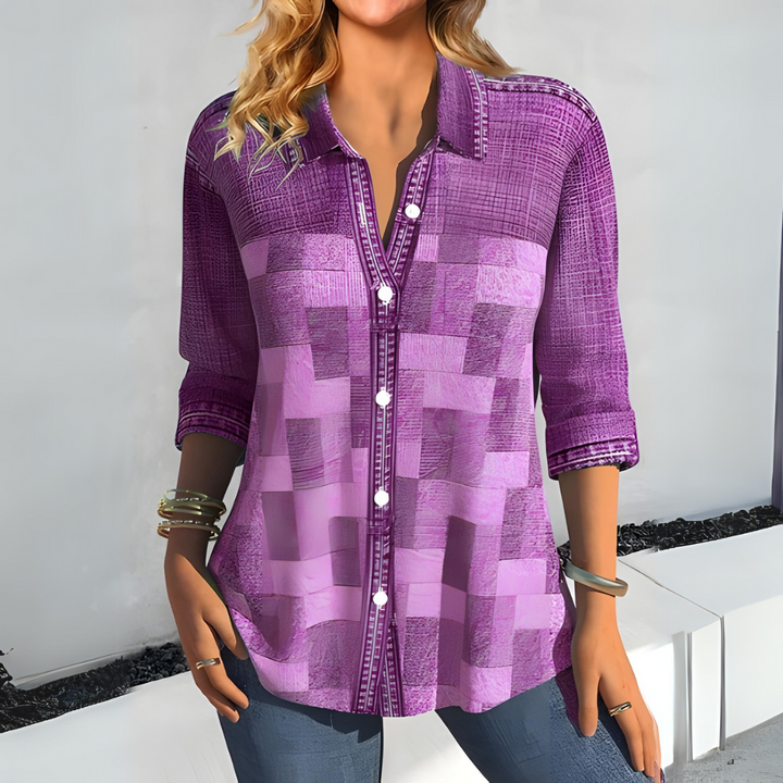 Marta Blouse | Casual overhemd met blokken motief voor dames