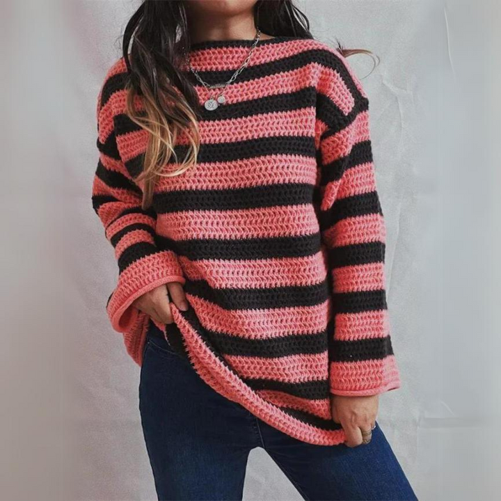 Beatrix Sweater | Gestreepte damestrui los gebreid voor de winter