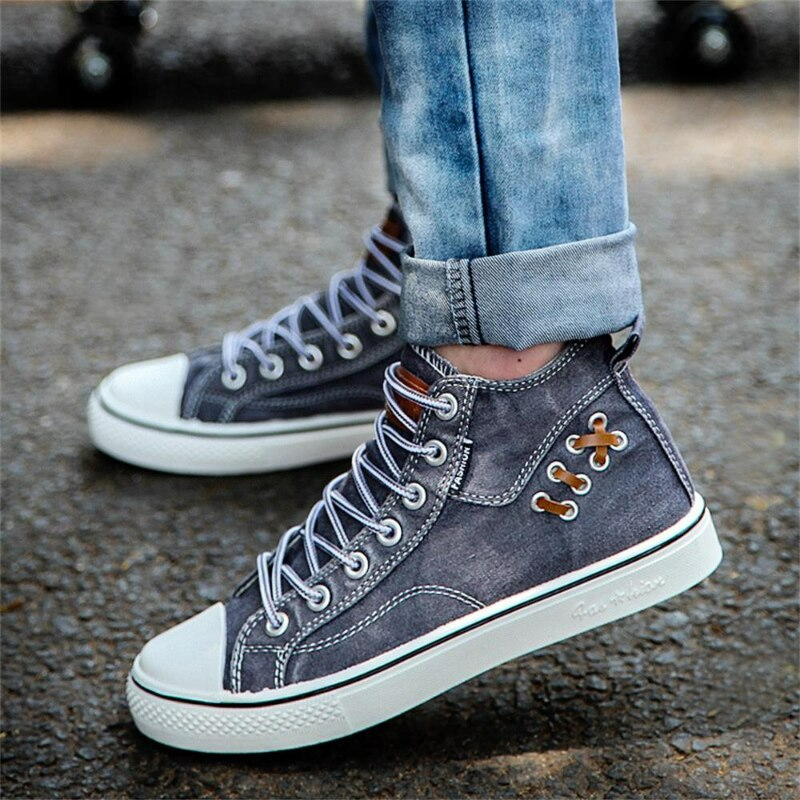 Sneakers | Hoge denim sneakers met veters voor een casual look voor dames