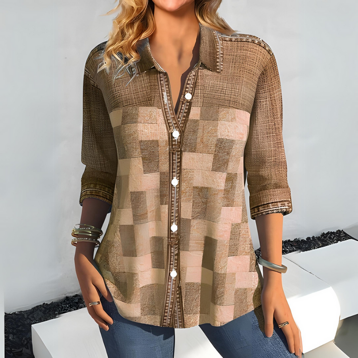 Marta Blouse | Casual overhemd met blokken motief voor dames