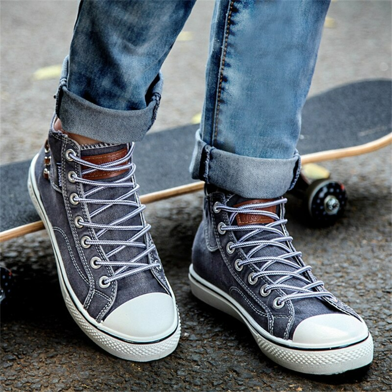 Sneakers | Hoge denim sneakers met veters voor een casual look voor dames