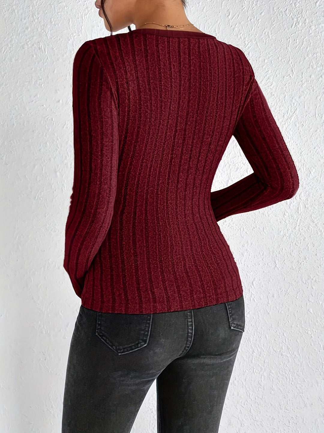 Robin Sweater | Geribde sweater met V-hals en lange mouwen voor dames