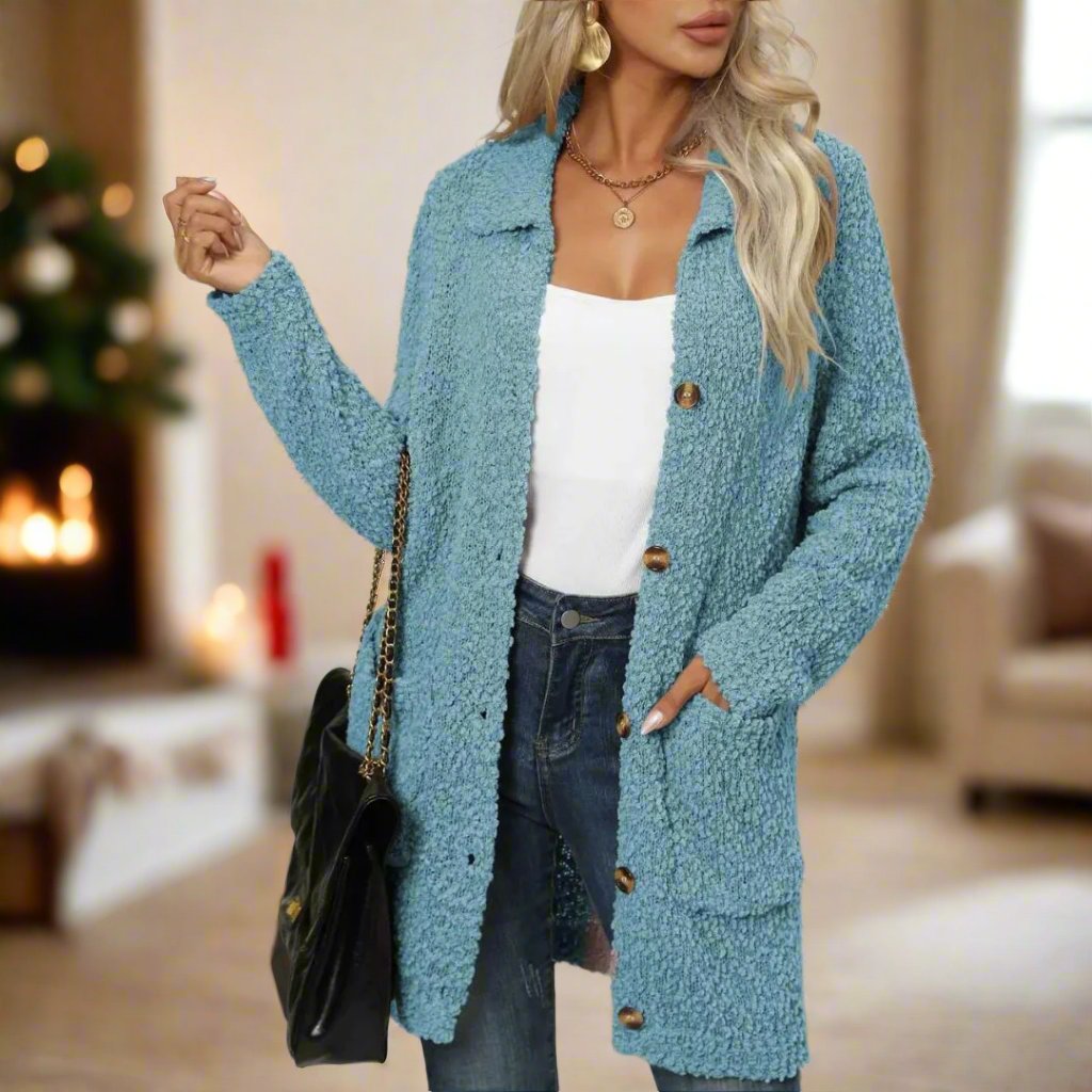 Annele Dekker Cardigan | Comfortabel Teddy Fleece Vest met zakken voor de Winter