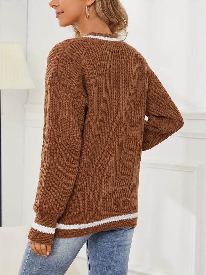 Paula Pullover | Casual pullover met streep design en V-hals voor dames