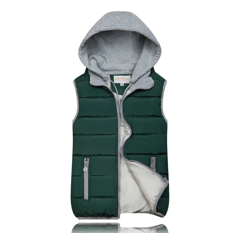 Groene Casual gewatteerde bodywarmer met capuchon voor dames