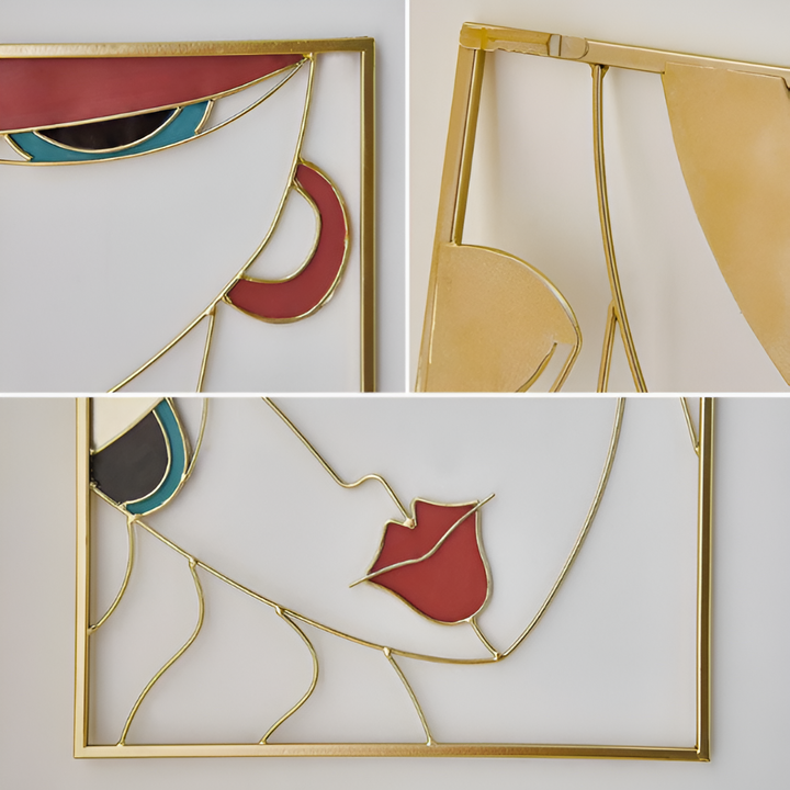 Luxor Wanddecoratie | 3-delig Abstract Gezicht Metaal Silhouet Set voor Wanddecoratie