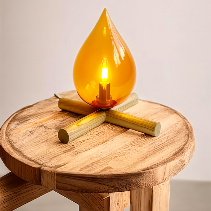 FireFlare LED Tafellamp | Vuurvlam Lamp met Houten Basis