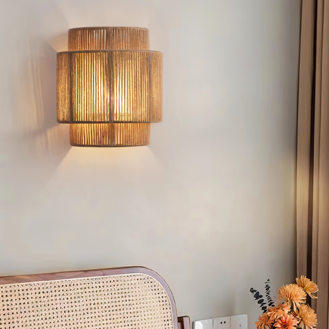 Hemp Boho Wandlamp | Trendy Rieten Wandlamp