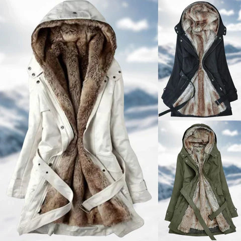 Stella Marie Parka | Moderne lange winterjas met polar fleece voering voor dames