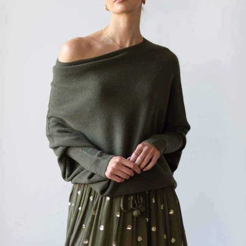 Margiela Maris Sweater | Mooie Asymmetrisch trui met boothals voor dames