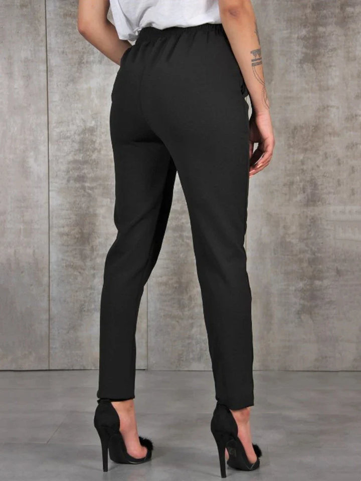 Viola High Waist Broek | Elegante, stijlvolle, smal gesneden damesbroek met riem