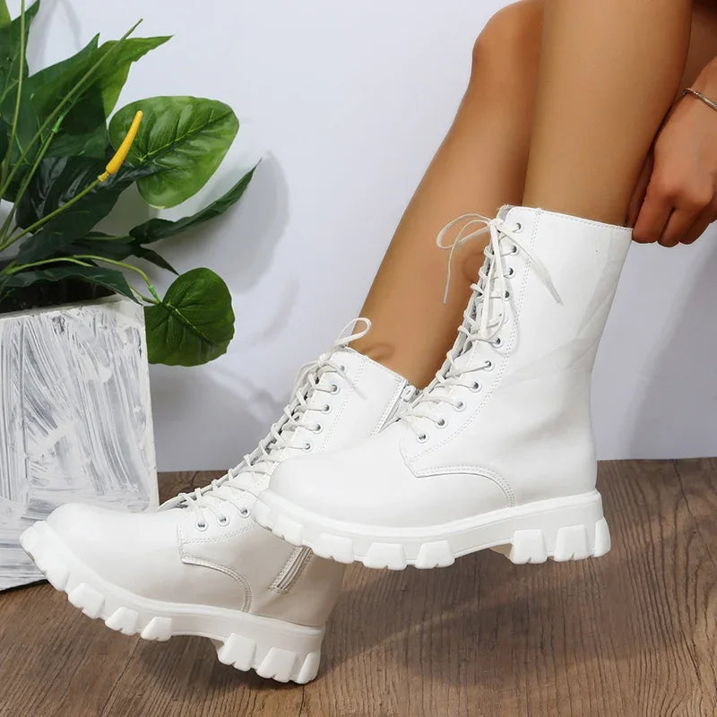 Maria Boots | Casual leren kuit laarzen voor dames