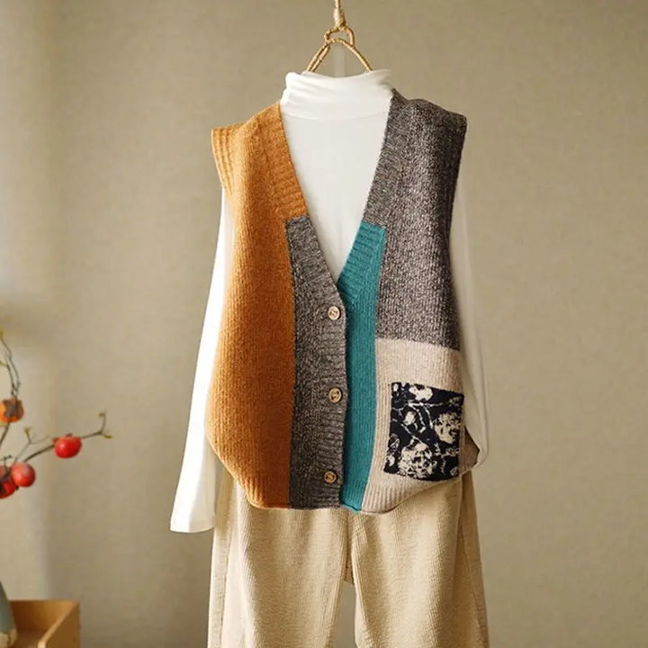 Weber Knitted Cardigan | Stijlvol gebreid mouwloos vest met print