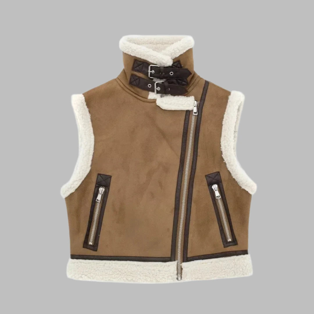 Margiela Maris Dames Vest | Modern lamswollen bruin dames vest