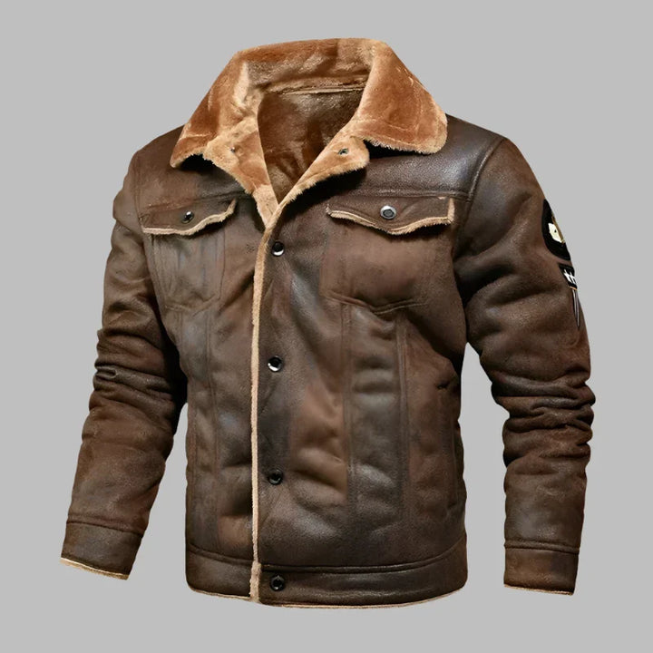 Retro Alex Jacket | Leren Winterjas voor Heren met Fleece Voering