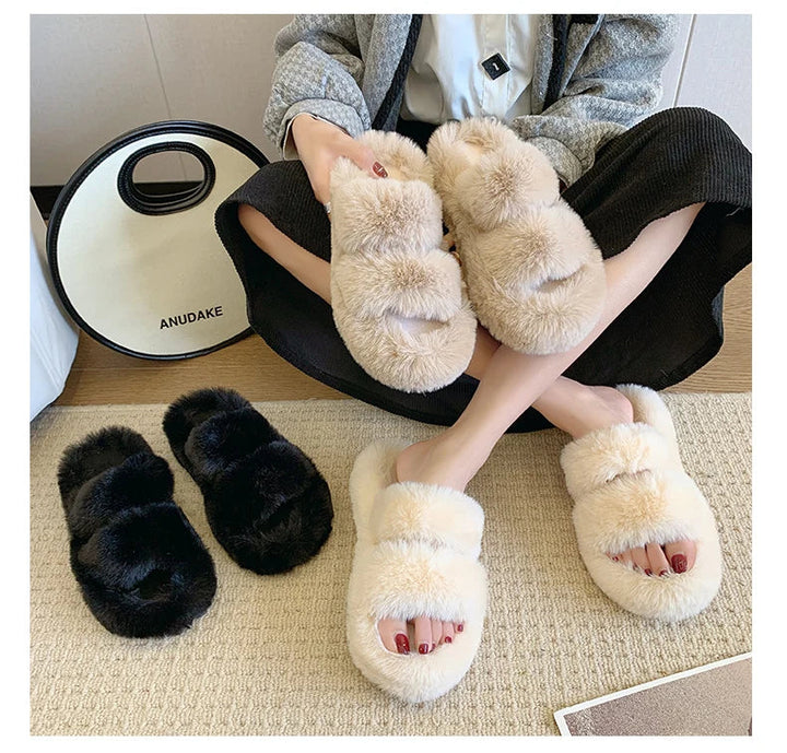 Zoe Furry Slippers | Pluizige, zachte, warme dames pantoffels