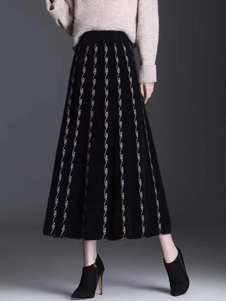 Ella Rok | Moderne jacquard gebreide warme rok voor vrouwen