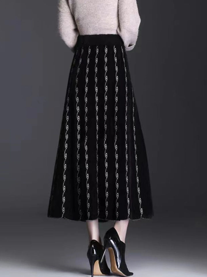 Ella Rok | Moderne jacquard gebreide warme rok voor vrouwen