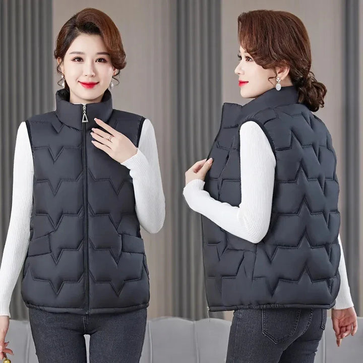 Clara Bodywarmer | Casual gewatteerde bodywarmer met hoge kraag voor dames