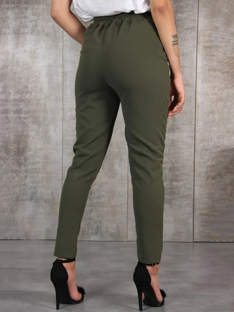 Viola High Waist Broek | Elegante, stijlvolle, smal gesneden damesbroek met riem