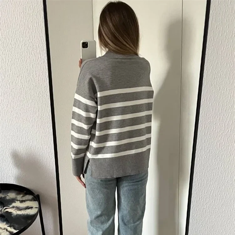 Grace Trui | Gestreepte oversized casual damestrui