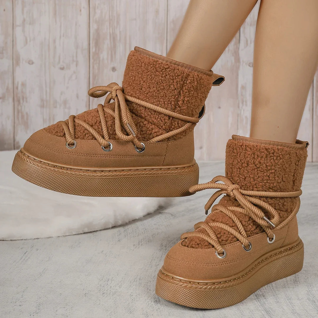 Lydia Snowboots | Trendy fleece gevoerde laarzen met dikke zool voor dames