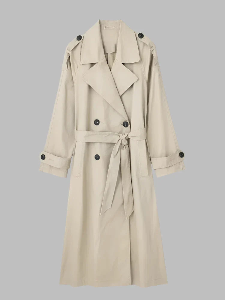 Mara Trenchcoat | Luxe lange trenchcoat met riem en knopen voor dames