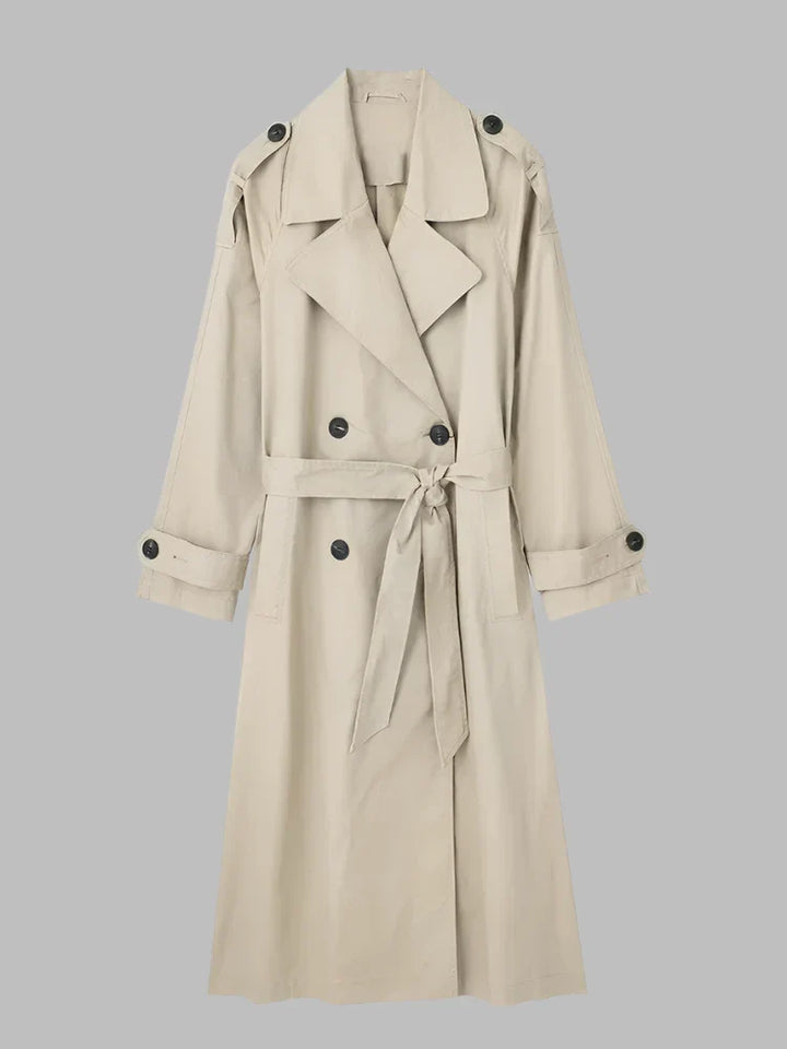 Mara Trenchcoat | Luxe lange trenchcoat met riem en knopen voor dames