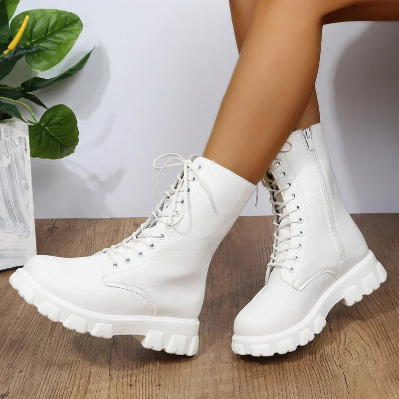 Maria Boots | Casual leren kuit laarzen voor dames