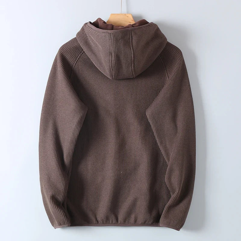 David Gebreide Hoodie | Warme Heren Kabeltrui met Rits