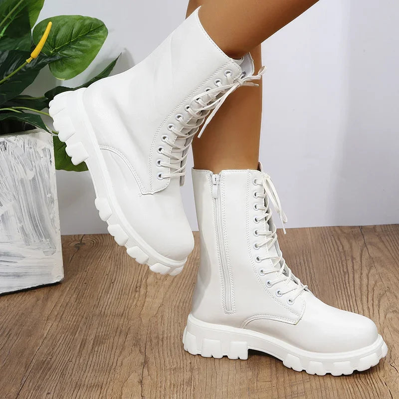 Maria Boots | Casual leren kuit laarzen voor dames