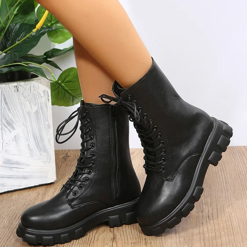 Maria Boots | Casual leren kuit laarzen voor dames