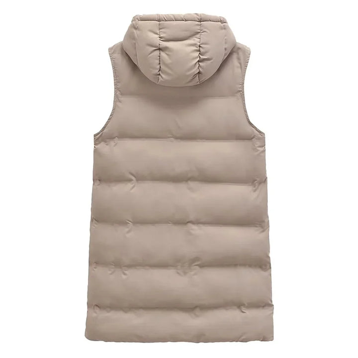 Dide Bodywarmer | Stijlvolle lang gewatteerde bodywarmer met capuchon voor dames