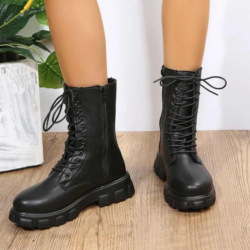 Maria Boots | Casual leren kuit laarzen voor dames