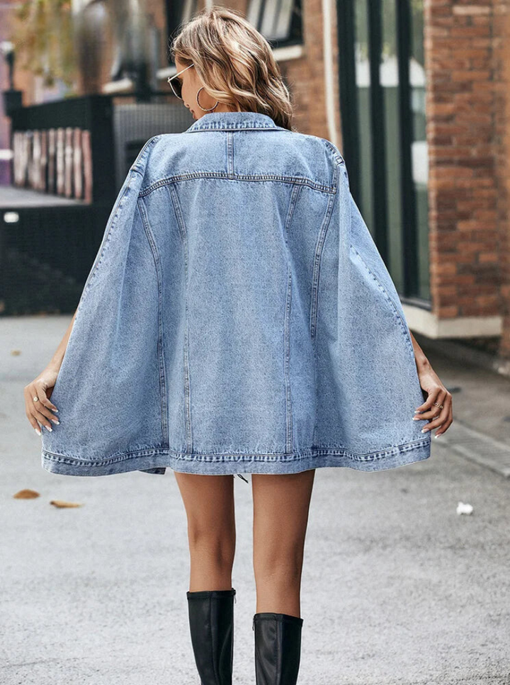 Clara Spijkerjas | Trendy stijlvolle jeans cape voor dames