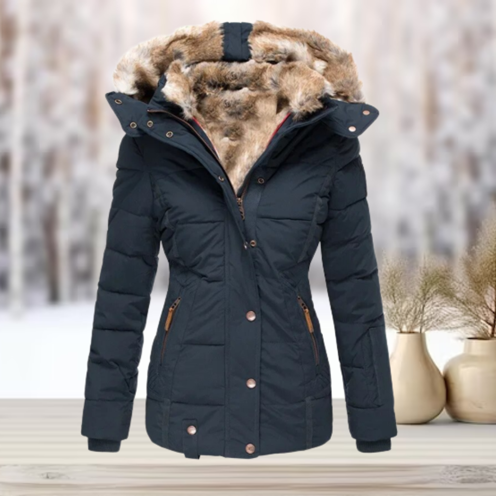 Julia Jas | Elegante winterjas met bontkraag en capuchon voor dames