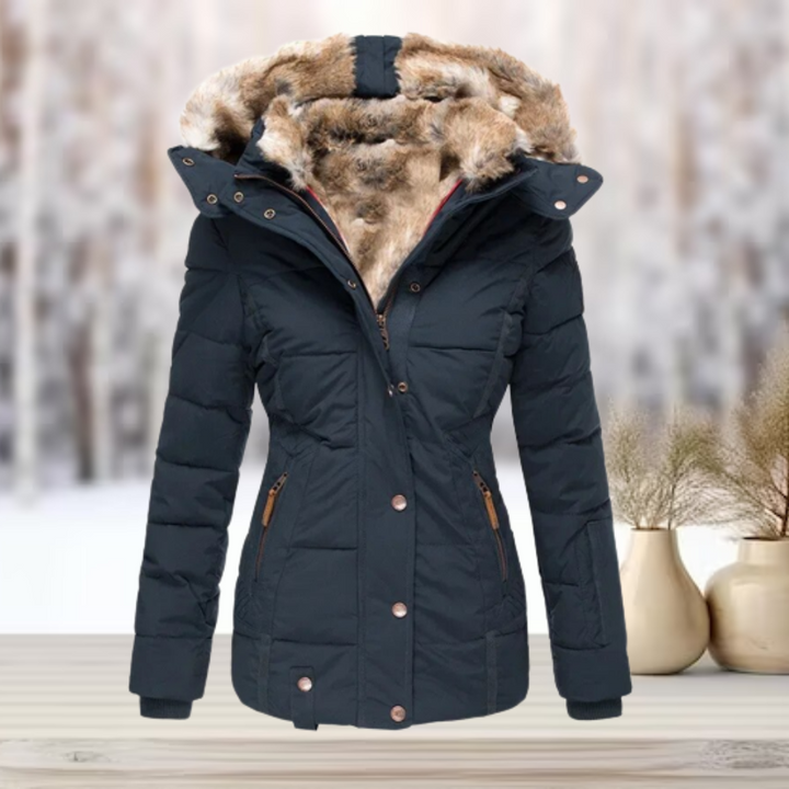 Julia Jas | Elegante winterjas met bontkraag en capuchon voor dames