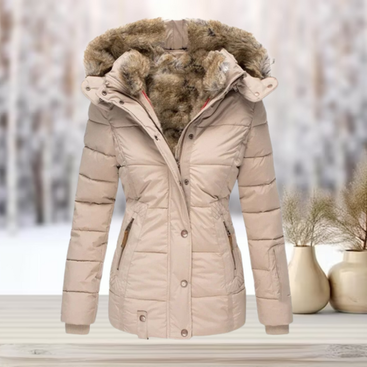 Julia Jas | Elegante winterjas met bontkraag en capuchon voor dames